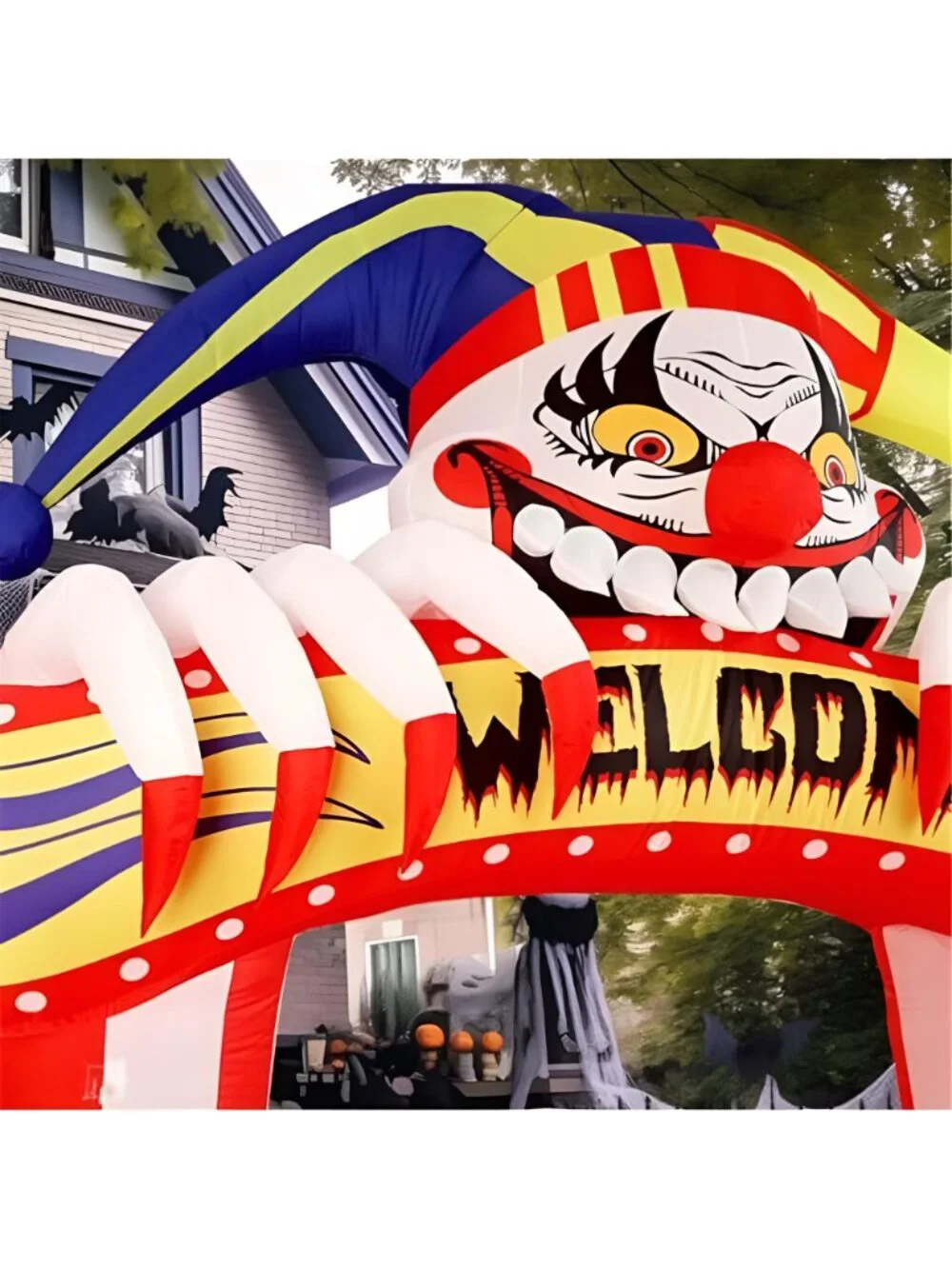 10 Ft Halloween Inflatable Clowns Arched Door Outdoor Decorations, Day